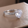 Heart Shaped Zircon Ring For Women, Copper White Silver Plated Fashion Jewelry view 3
