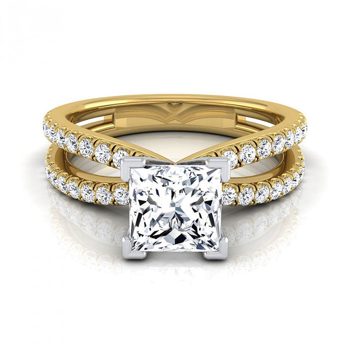 Classic Geometric Line Square Zircon Women's Platinum Plated Ring, Fashion Jewelry
