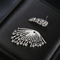 Exaggerated Women Wing Stud Earrings With Micro Paved Zircon Fashion Jewelry Accessories view 2