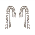 Alloy Silver Needle Full Rhinestone Irregular Geometric Tassel Drop Earrings For Women view 5