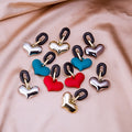 European Creative Long Heart Resin Acrylic Alloy Chain Drop Dangle 925 Silver Pin Earrings view 2