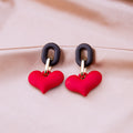 European Creative Long Heart Resin Acrylic Alloy Chain Drop Dangle 925 Silver Pin Earrings view 3