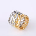 Two Tone Plated Copper Chain Link Ring For Men European American Trendy Punk Jewelry view 2
