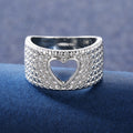 Hollow Heart Copper Ring Inlaid With Zircon, Fashion Women's Jewelry Accessory For view 4