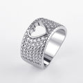 Hollow Heart Copper Ring Inlaid With Zircon, Fashion Women's Jewelry Accessory For view 2