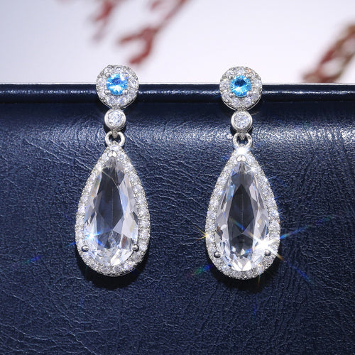 Luxury Water Drop Shape Zircon Stud Earrings For Women Fashion OL Jewelry