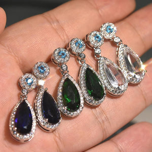Luxury Water Drop Shape Zircon Stud Earrings For Women Fashion OL Jewelry