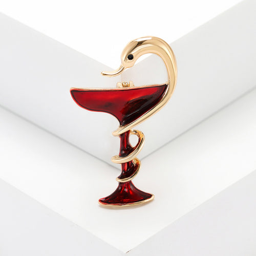Alloy Painted Snake Wine Glass Brooch Creative Clothing Lapel Pin