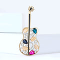 Alloy Rhinestone Violin Brooch Pin For Clothing Decoration view 2