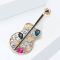 Alloy Rhinestone Violin Brooch Pin For Clothing Decoration view 3