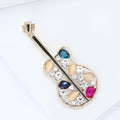 Alloy Rhinestone Violin Brooch Pin For Clothing Decoration view 4