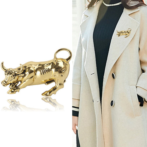 Vintage Alloy Ox Lapel Pin For Men's Suit Accessories Brooch