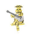 Alloy Guitar Playing Cow Brooch Pin For Creative Clothing Decoration view 1