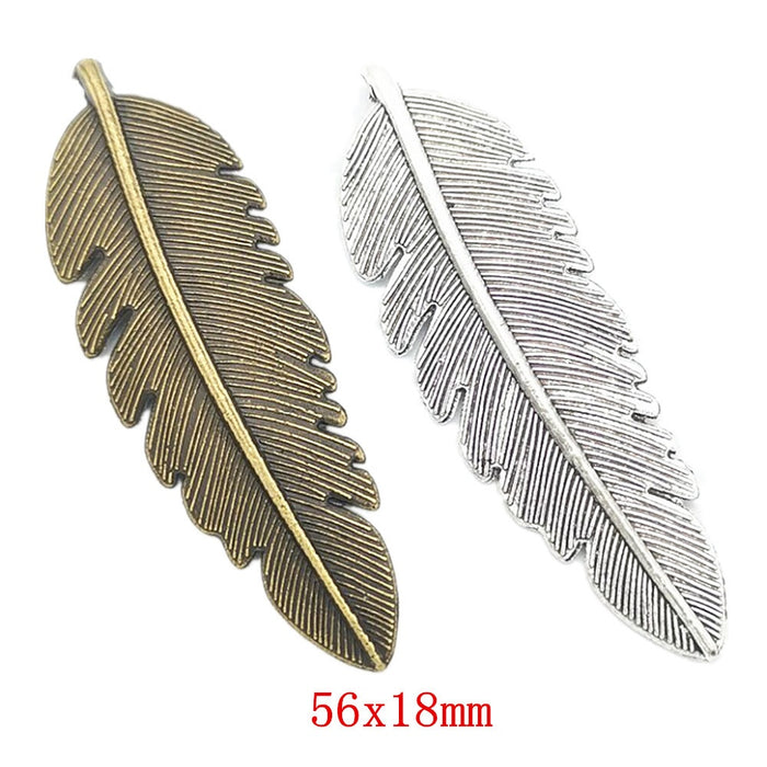 Zinc Alloy Feather Leaf Charm Pendant No.936105 for DIY Necklace Bracelet Jewelry Making