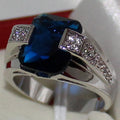 Delicate Blue Inlaid Zircon Ring For Women European American Versatile Finger Jewelry view 2