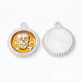 Skull and Crossbones Enamel Round Metal Charms Jewelry Making Pendants view 7