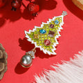 Alloy Enamel Pearl Christmas Tree Brooch Festive Lapel Pin view 2