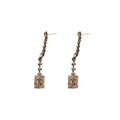 Korean Style Zircon Paved Geometric Square Drop Earrings With Silver Pins view 5