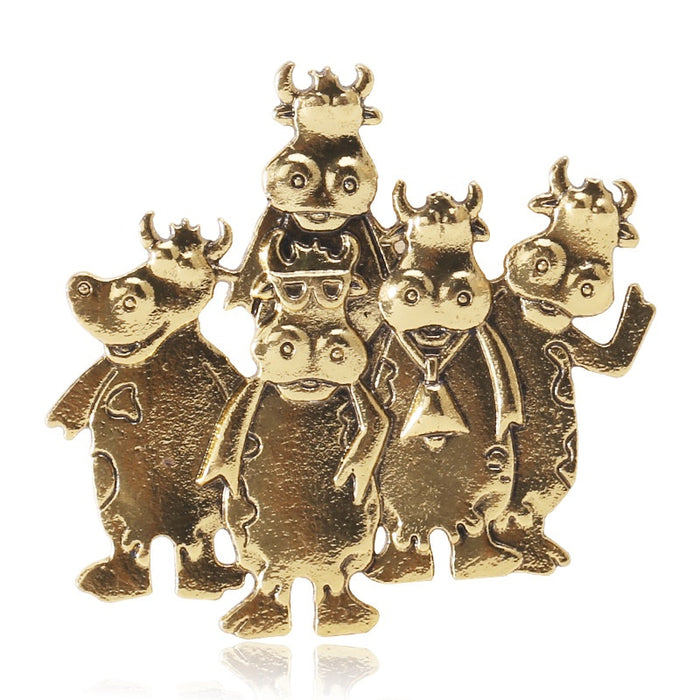 Alloy Five Hippo Brooch Pin For Mens Suit Lapel Decoration