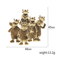 Alloy Five Hippo Brooch Pin For Mens Suit Lapel Decoration view 5