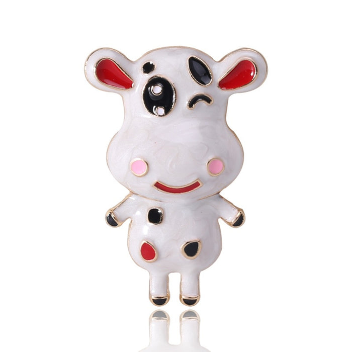 Alloy Enamel Cute Cow Brooch Pin For Clothing Accessories