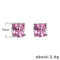 Korean Fresh Style Square Zircon Stud Earrings For Women, Versatile European American Fashion Jewelry view 5
