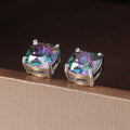 Korean Fresh Style Square Zircon Stud Earrings For Women, Versatile European American Fashion Jewelry view 2