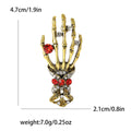 Alloy Rhinestone Skull Hand Brooch Pin For Punk Apparel Decoration view 4