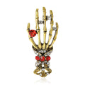 Alloy Rhinestone Skull Hand Brooch Pin For Punk Apparel Decoration view 5
