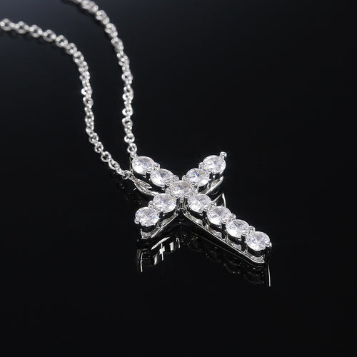 Creative Geometric Zircon Pendant Necklace, European Fashion Statement Jewelry For