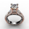 European American Two Tone Vintage Elegant Wedding Ring For Women With Large Cubic Zirconia view 3
