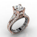 European American Two Tone Vintage Elegant Wedding Ring For Women With Large Cubic Zirconia view 2