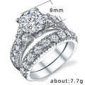 Luxury Round Cubic Zirconia Women Wedding Ring Set Classic Proposal Engagement Couple Rings view 5