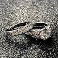 Luxury Round Cubic Zirconia Women Wedding Ring Set Classic Proposal Engagement Couple Rings view 4