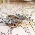 Luxury Round Cubic Zirconia Women Wedding Ring Set Classic Proposal Engagement Couple Rings view 2
