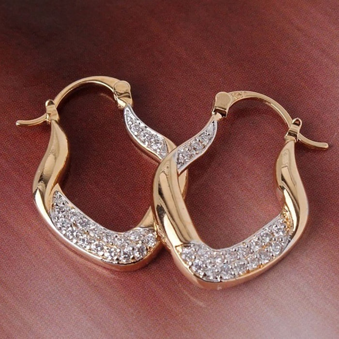 Elegant Simple Copper Zircon Drop Earrings For Women Classic Geometric Dangle Ear Jewelry