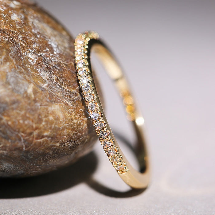 Minimalist Women's Micro Pave Zircon Ring, Versatile Index Finger Gift Jewelry