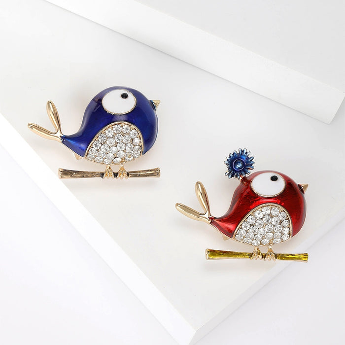Alloy Enamel Bird Rhinestone Brooch For Cute Fashion Accessories