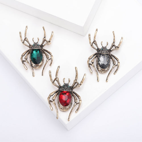 Alloy Crystal Spider Brooch For Halloween Suits And Lapel Decoration