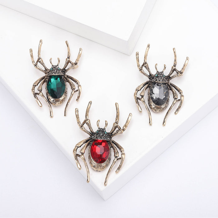 Alloy Crystal Spider Brooch For Halloween Suits And Lapel Decoration