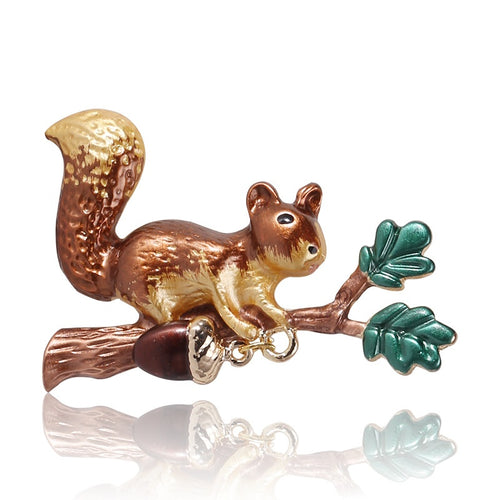 Alloy Enamel Cute Squirrel Brooch Pin For Fashion Accessories