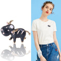 Alloy Enamel Calf Brooch Vintage Suit Lapel Pin For Apparel view 4