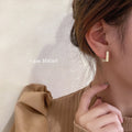 Gold Plated Alloy Geometric Hoop Earrings With Silver Pins Minimalist Korean Japanese Style view 4