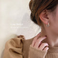 Gold Plated Alloy Geometric Hoop Earrings With Silver Pins Minimalist Korean Japanese Style view 2
