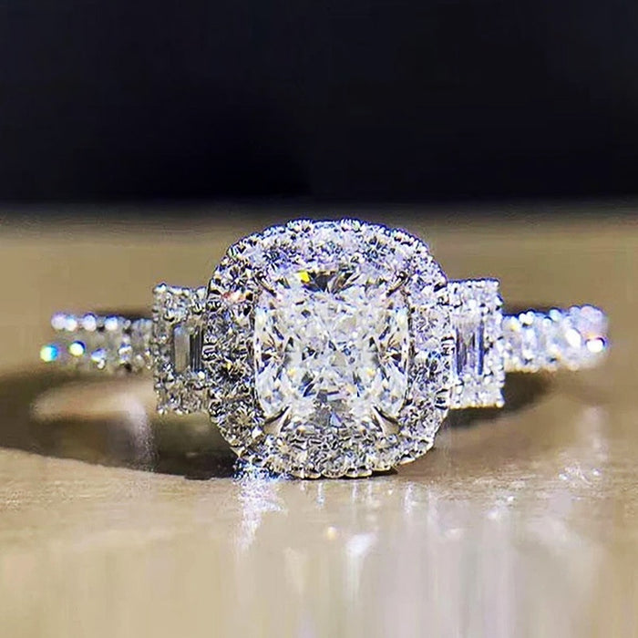 European American Classic Women Micro Pave Zircon Wedding Ring Fashion Jewelry