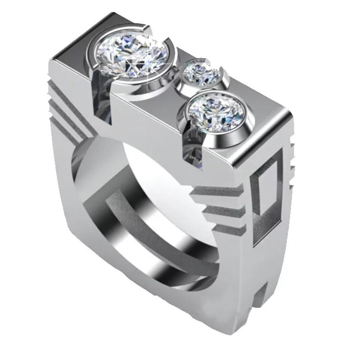 Simple Copper Zircon Geometric Ring, Hip Hop Fashion Men's Finger Jewelry Accessories