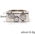 Simple Copper Zircon Geometric Ring, Hip Hop Fashion Men's Finger Jewelry Accessories view 5