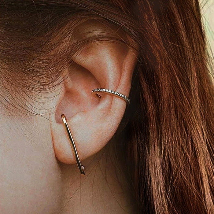 Trendy C Shape Hoop Earrings For Women, European Fashion Versatile Ear Drop Jewelry