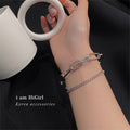 Alloy Full Rhinestone Double Layer Chain Bracelet Geometric Hip Hop Minimalist Style view 4