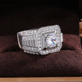 Luxury Bold Men's Ring With Simulated Zircon, Silver Plated 18K White Gold Jewelry view 2